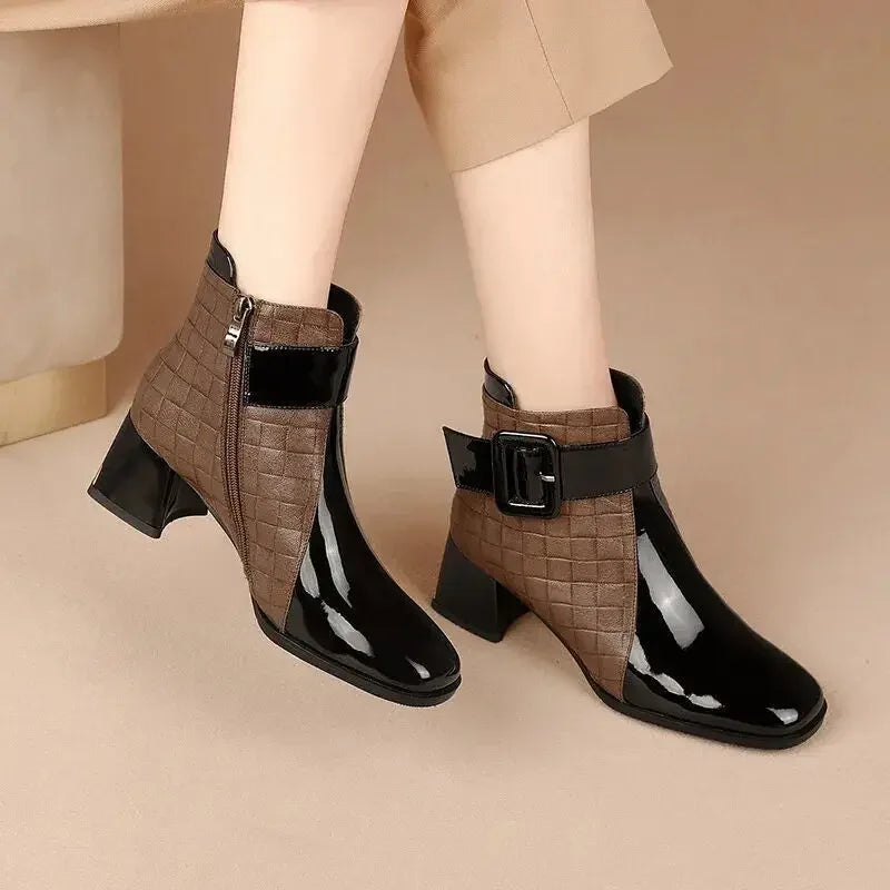 Muse Signature Patent Ankle Buckle Boots
